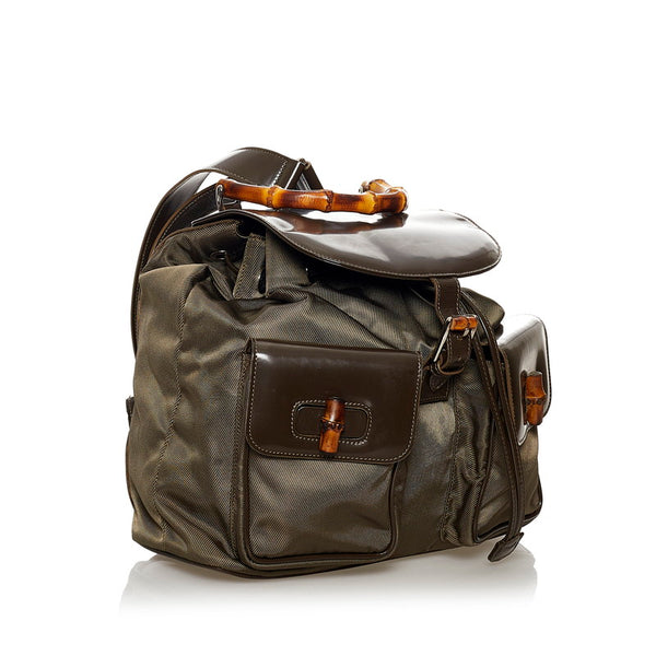 グッチ バンブー リュック・デイパック 003 0016 カーキ エナメル ナイロン レディース GUCCI 【中古】