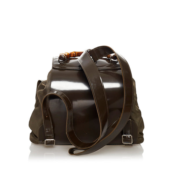 グッチ バンブー リュック・デイパック 003 0016 カーキ エナメル ナイロン レディース GUCCI 【中古】