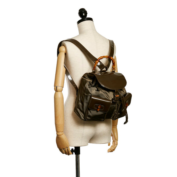 グッチ バンブー リュック・デイパック 003 0016 カーキ エナメル ナイロン レディース GUCCI 【中古】