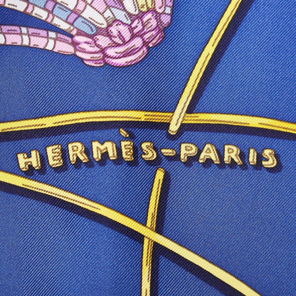エルメス カレ90 LES DOMES CELESTES 天のドーム スカーフ ブルー シルク レディース HERMES 【中古】