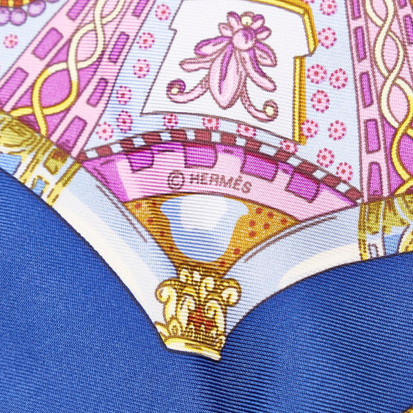 エルメス カレ90 LES DOMES CELESTES 天のドーム スカーフ ブルー シルク レディース HERMES 【中古】