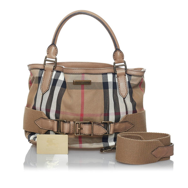 バーバリー ノバチェック ハンドバッグ ショルダーバッグ 2WAY ベージュ キャンバス レザー レディース BURBERRY 【中古】
