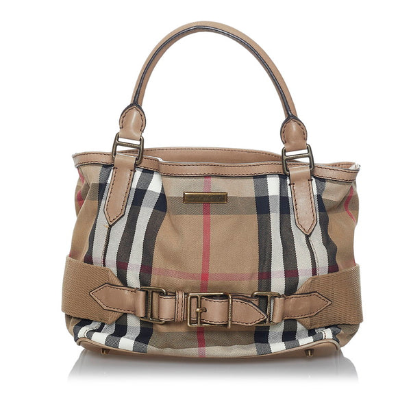 バーバリー ノバチェック ハンドバッグ ショルダーバッグ 2WAY ベージュ キャンバス レザー レディース BURBERRY 【中古】