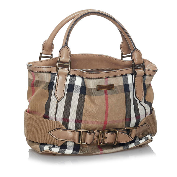 バーバリー ノバチェック ハンドバッグ ショルダーバッグ 2WAY ベージュ キャンバス レザー レディース BURBERRY 【中古】