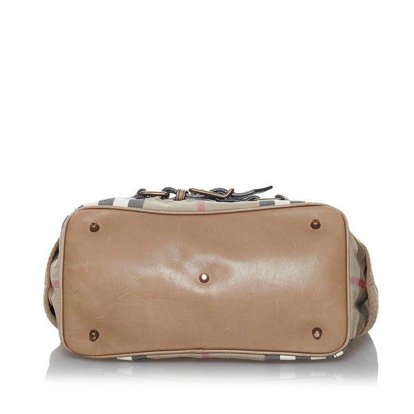 バーバリー ノバチェック ハンドバッグ ショルダーバッグ 2WAY ベージュ キャンバス レザー レディース BURBERRY 【中古】