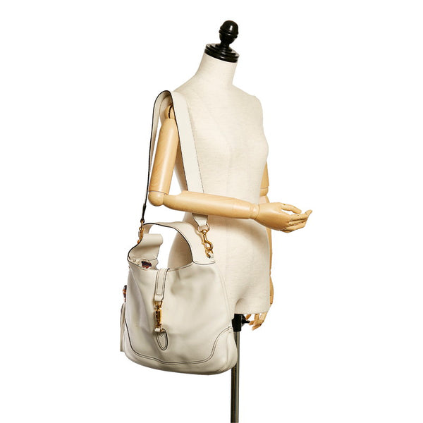 グッチ ニュージャッキー ショルダーバッグ 281178 ホワイト レザー レディース GUCCI 【中古】