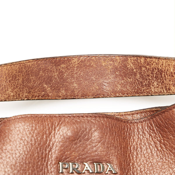 プラダ ワンショルダーバッグ ブラウン レザー レディース PRADA 【中古】