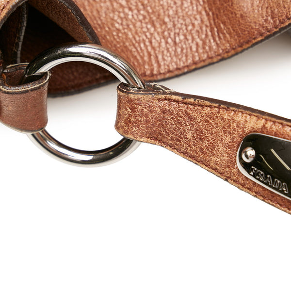 プラダ ワンショルダーバッグ ブラウン レザー レディース PRADA 【中古】