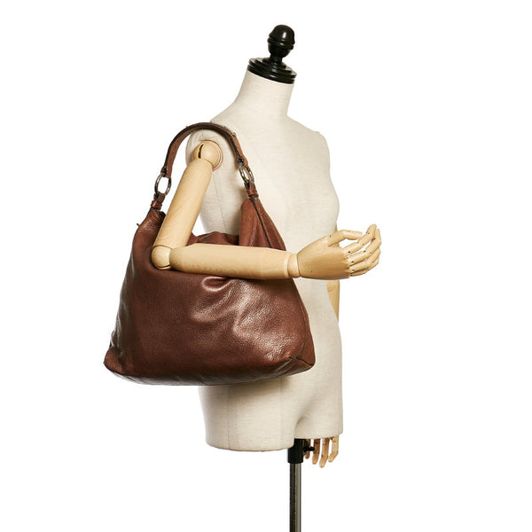 プラダ ワンショルダーバッグ ブラウン レザー レディース PRADA 【中古】