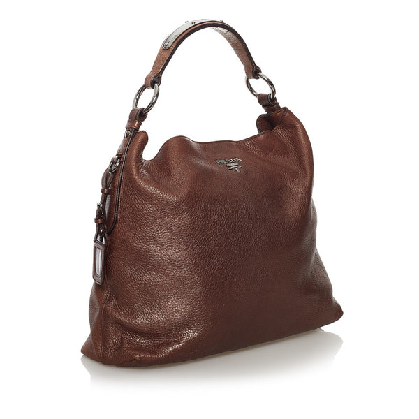 プラダ ワンショルダーバッグ ブラウン レザー レディース PRADA 【中古】