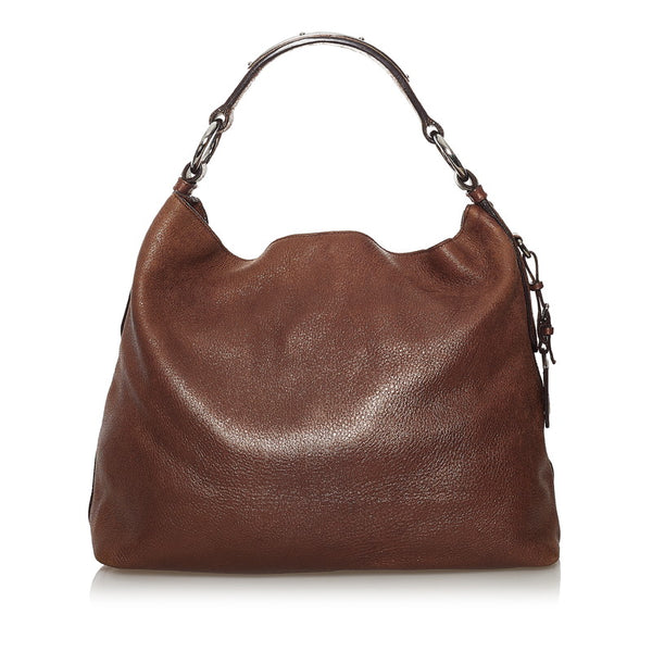 プラダ ワンショルダーバッグ ブラウン レザー レディース PRADA 【中古】