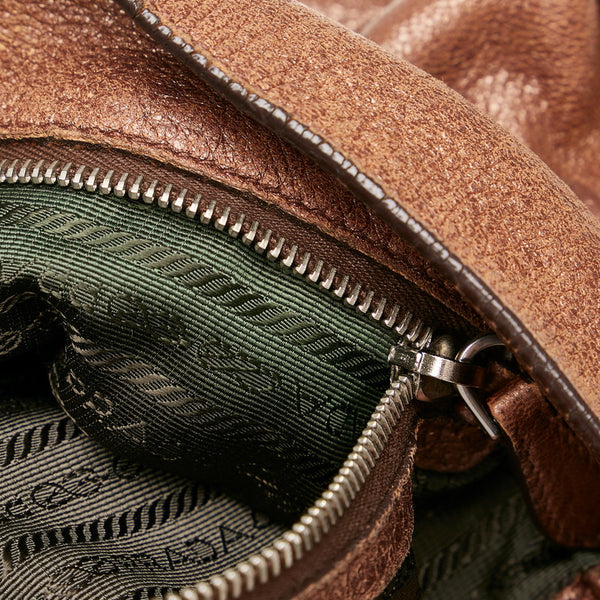 プラダ ワンショルダーバッグ ブラウン レザー レディース PRADA 【中古】