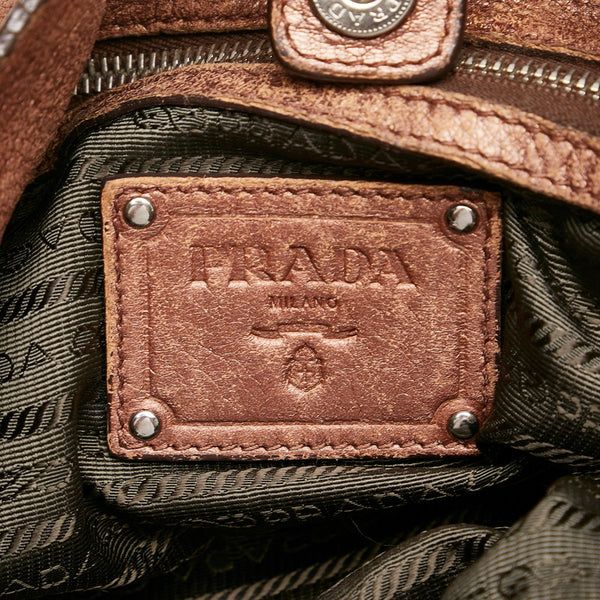 プラダ ワンショルダーバッグ ブラウン レザー レディース PRADA 【中古】