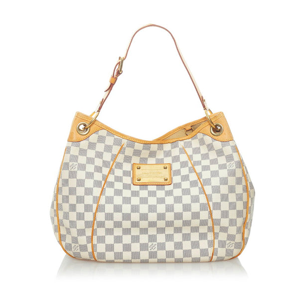 ルイ ヴィトン ダミエ ガリエラPM ワンショルダーバッグ N55215 アズール ホワイト PVC レザー レディース LOUIS VUITTON 【中古】
