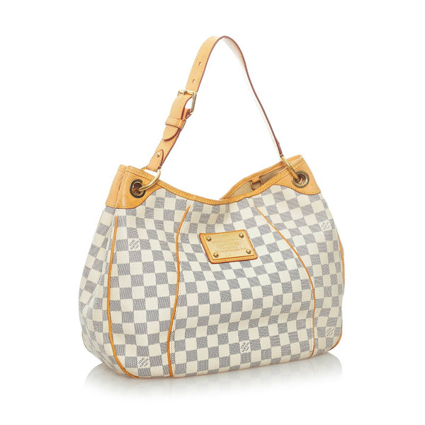 ルイ ヴィトン ダミエ ガリエラPM ワンショルダーバッグ N55215 アズール ホワイト PVC レザー レディース LOUIS VUITTON 【中古】
