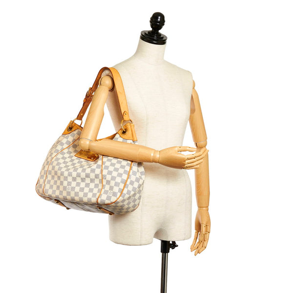 ルイ ヴィトン ダミエ ガリエラPM ワンショルダーバッグ N55215 アズール ホワイト PVC レザー レディース LOUIS VUITTON 【中古】