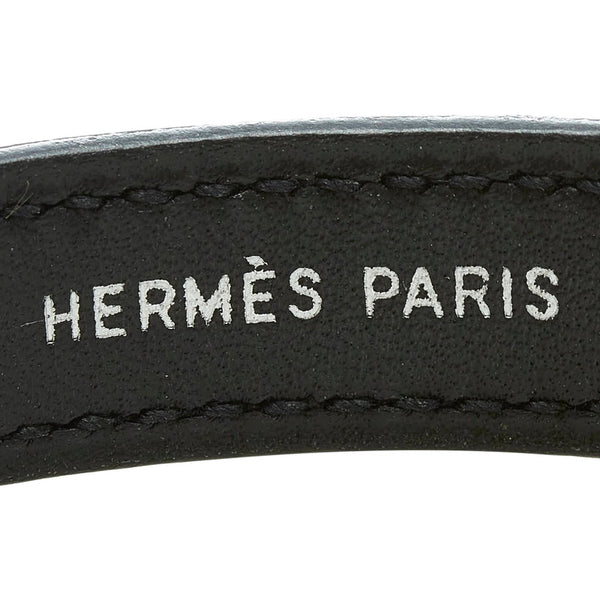 エルメス セリエ ルーピング ブレスレット バングル 替えバンド付 ブラック オレンジ シルバー レザー レディース HERMES 【中古】