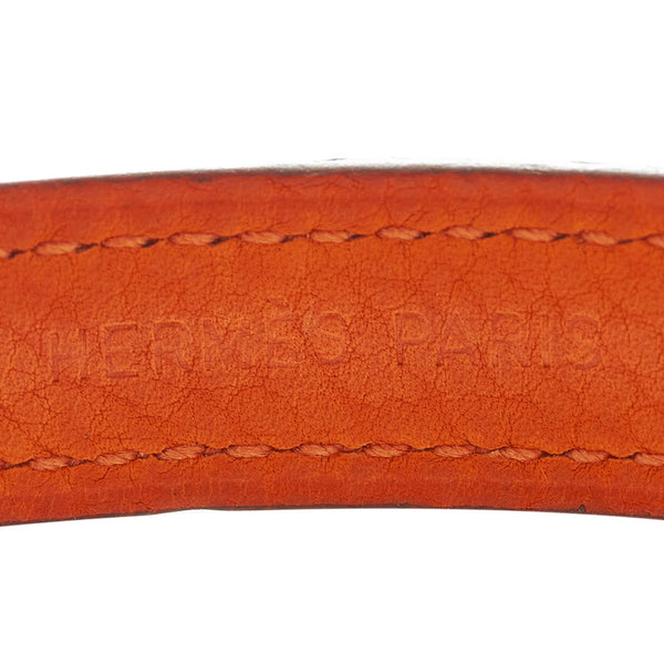 エルメス セリエ ルーピング ブレスレット バングル 替えバンド付 ブラック オレンジ シルバー レザー レディース HERMES 【中古】