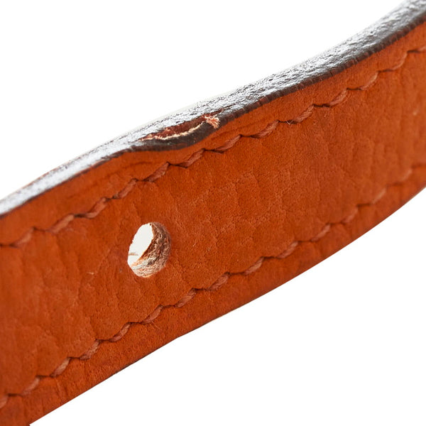 エルメス セリエ ルーピング ブレスレット バングル 替えバンド付 ブラック オレンジ シルバー レザー レディース HERMES 【中古】