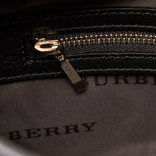 バーバリー ノバチェック ワンショルダーバッグ ブラック ベージュ キャンバス レザー レディース BURBERRY 【中古】