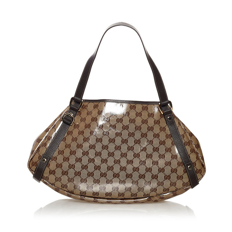 グッチ GGクリスタル トートバッグ ハンドバッグ  293578 ベージュ ブラウン PVC レザー レディース GUCCI 【中古】