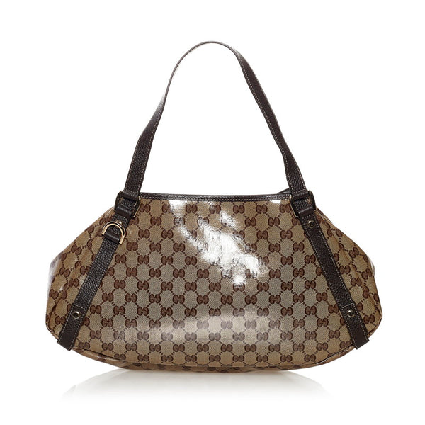 グッチ GGクリスタル トートバッグ ハンドバッグ  293578 ベージュ ブラウン PVC レザー レディース GUCCI 【中古】