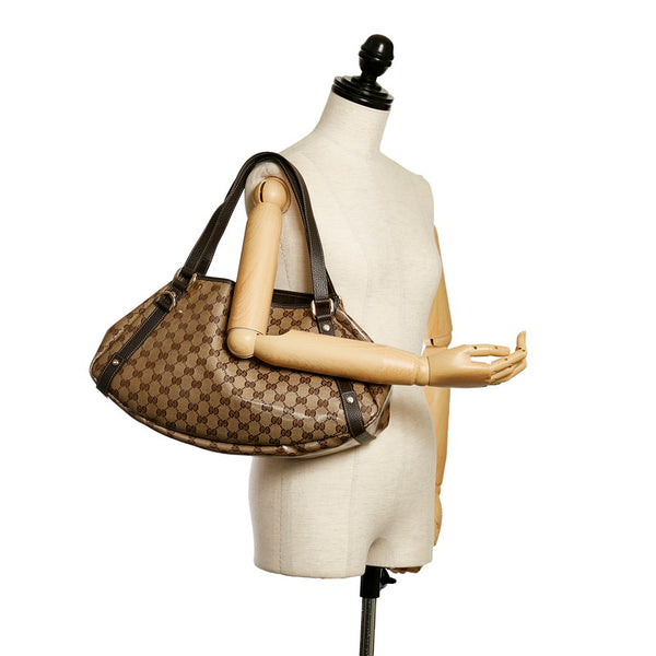 グッチ GGクリスタル トートバッグ ハンドバッグ  293578 ベージュ ブラウン PVC レザー レディース GUCCI 【中古】