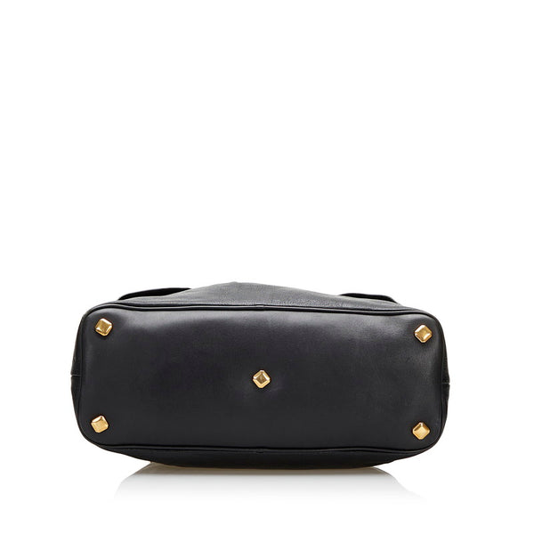 エム シー エム ヴィセトス ロゴグラム 型押し ハンドバッグ ブラック レザー レディース MCM 【中古】
