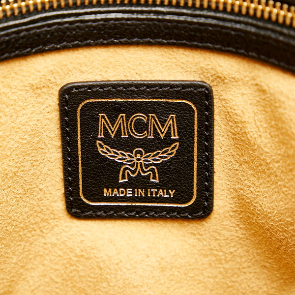 エム シー エム ヴィセトス ロゴグラム 型押し ハンドバッグ ブラック レザー レディース MCM 【中古】