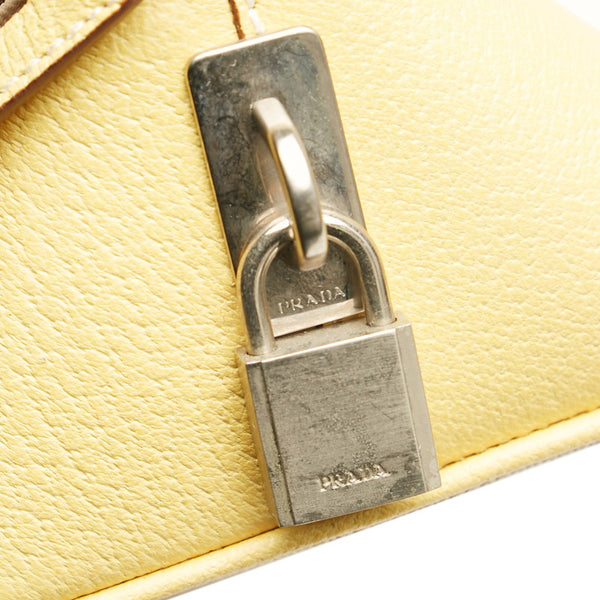 プラダ CANAPA CINGHI ハンドバッグ ベージュ イエロー キャンバス レザー レディース PRADA 【中古】