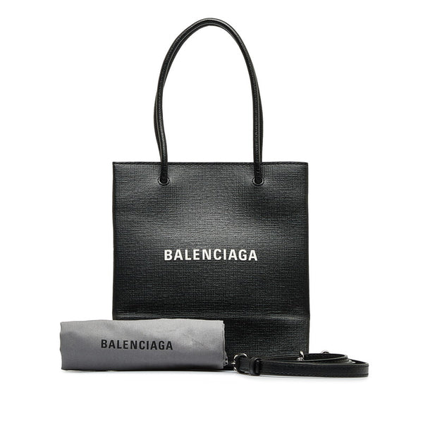 バレンシアガ ロゴ トートバッグ ショルダーバッグ 2WAY 597858 ブラック レザー レディース BALENCIAGA 【中古】