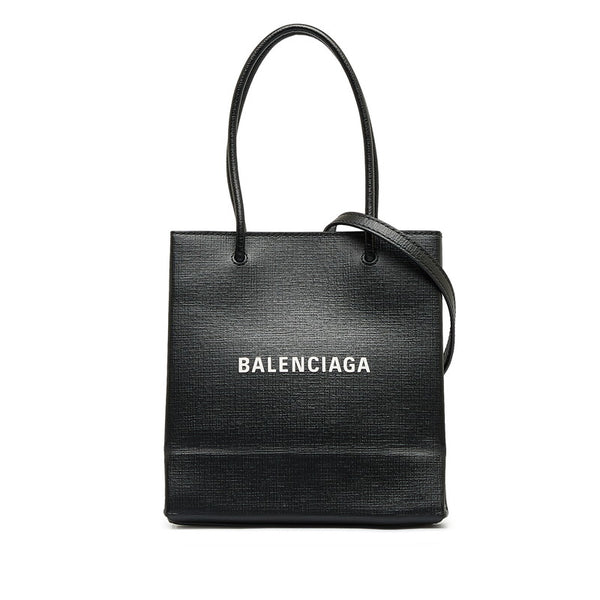バレンシアガ ロゴ トートバッグ ショルダーバッグ 2WAY 597858 ブラック レザー レディース BALENCIAGA 【中古】