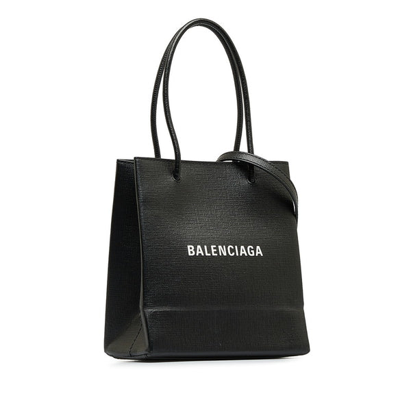 バレンシアガ ロゴ トートバッグ ショルダーバッグ 2WAY 597858 ブラック レザー レディース BALENCIAGA 【中古】