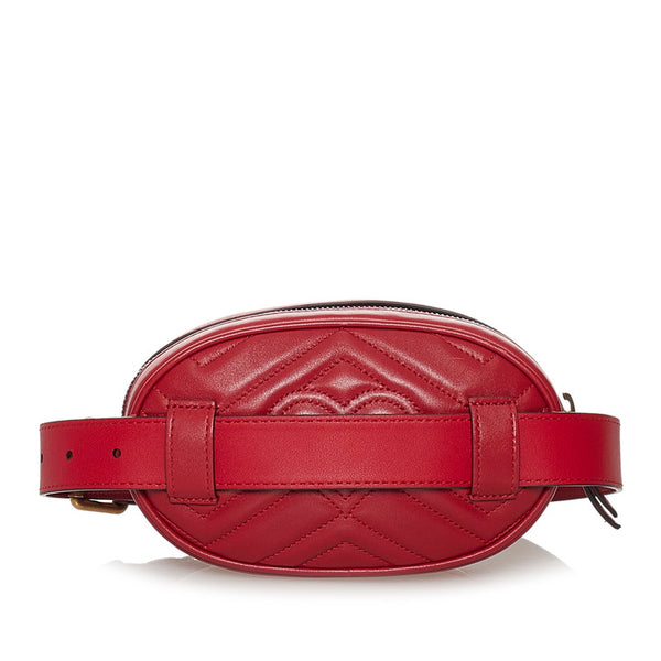 グッチ GGマーモント ボディバッグ ウエストバッグ 476434 レッド レザー レディース GUCCI 【中古】