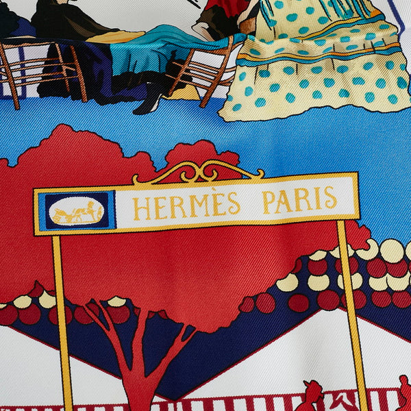 エルメス カレ90 FERIA DE SEVILLA セビリアの休日 スカーフ ブルー マルチカラー シルク レディース HERMES 【中古】