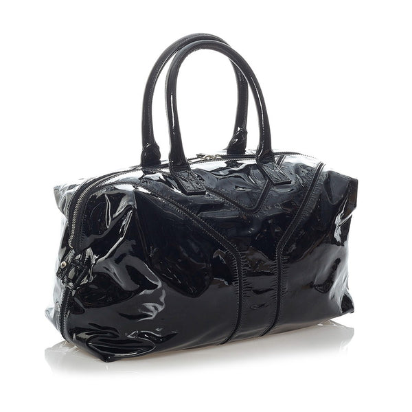 サンローラン イージー ボストンバッグ 208314 ブラック エナメル レザー レディース SAINT LAURENT 【中古】