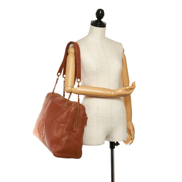 シャネル ココマーク チェーン ショルダーバッグ  ブラウン キャビアスキン レディース CHANEL 【中古】