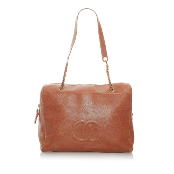 シャネル ココマーク チェーン ショルダーバッグ  ブラウン キャビアスキン レディース CHANEL 【中古】
