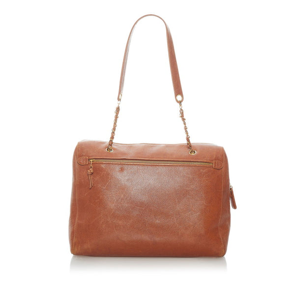 シャネル ココマーク チェーン ショルダーバッグ  ブラウン キャビアスキン レディース CHANEL 【中古】