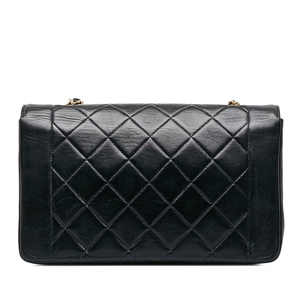 シャネル マトラッセ ココマーク ダイアナ25 チェーン ショルダーバッグ  ブラック レザー レディース CHANEL 【中古】