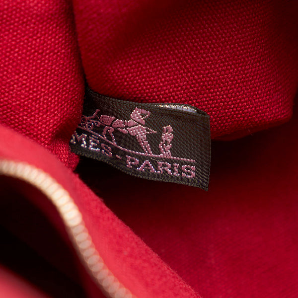 エルメス トロカホリゾンタルPM レッド キャンバス ハンドバッグ レディース HERMES 【中古】