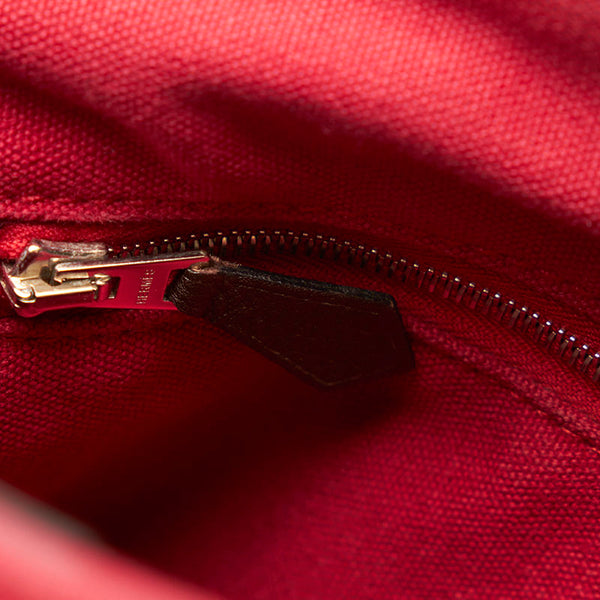 エルメス トロカホリゾンタルPM レッド キャンバス ハンドバッグ レディース HERMES 【中古】