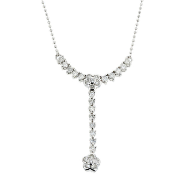 Pt850 プラチナ ダイヤ1.0ct ネックレス レディース 【中古】