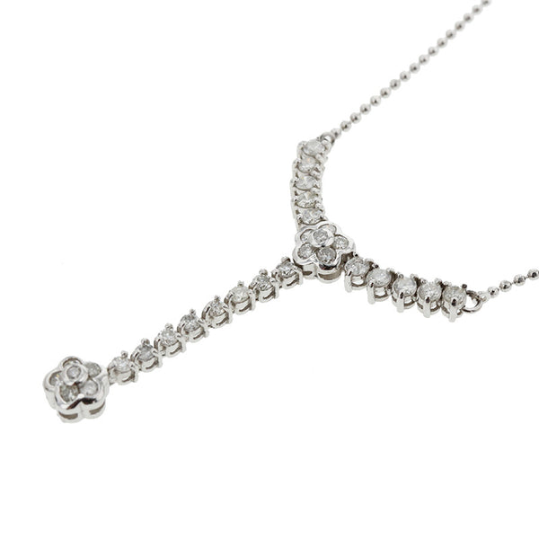 Pt850 プラチナ ダイヤ1.0ct ネックレス レディース 【中古】