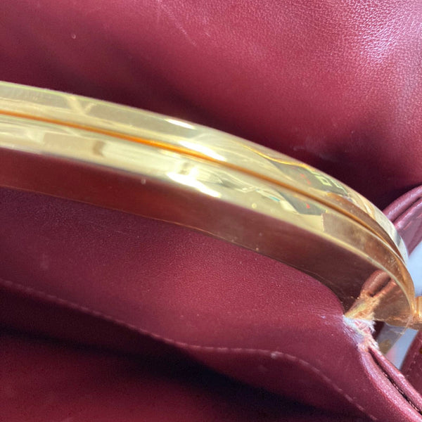 カルティエ マストライン ワインレッド レザー 肩掛け ショルダーバッグ レディース CARTIER 【中古】