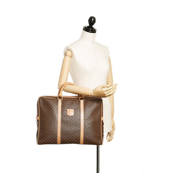 セリーヌ マカダム ブラウン PVC レザー ビジネスバッグ レディース CELINE 【中古】