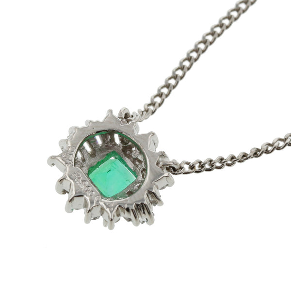 Pt900 プラチナ Pt850 プラチナ エメラルド0.54ct ダイヤ0.27ct ネックレス レディース 【中古】