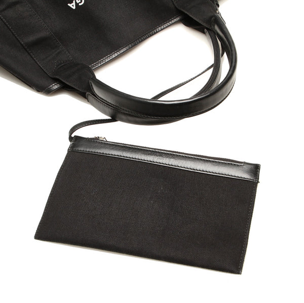 バレンシアガ 339933 ブラック キャンバス レザー ハンドバッグ レディース BALENCIAGA 中古