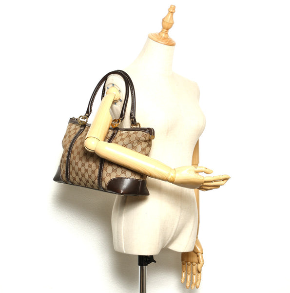 グッチ GGキャンバス 257069  ベージュ キャンバス レザー トートバッグ レディース GUCCI 中古