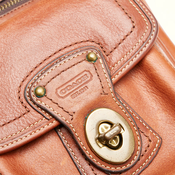 コーチ ブラウン レザー 斜め掛け ショルダーバッグ ユニセックス COACH 【中古】